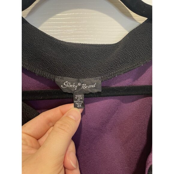 Vtg Slinky Brand Womens Open Front Cardigan Size 2X Colorblock Duster Flowy Bold - Picture 4 of 10